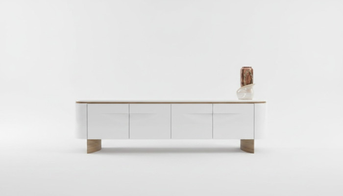Meuble télé élégant - meuble télé bas - unité murale - buffet - bois blanc - design moderne