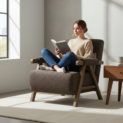 Fauteuil marron Design Solo pour le salon Fauteuil de luxe 1 place nouveau