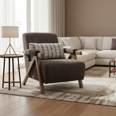 Fauteuil marron Design Solo pour le salon Fauteuil de luxe 1 place nouveau