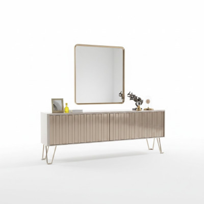 Buffet de luxe avec miroirs élégant Commode beige Design de meubles modernes Set nouveau