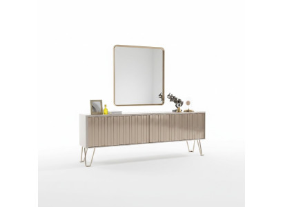 Buffet de luxe avec miroirs élégant Commode beige Design de meubles modernes Set nouveau