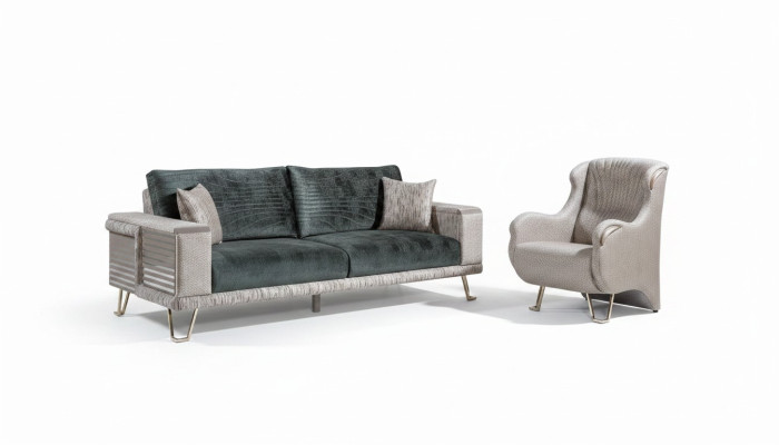 Ensemble de canapé 3+1 places + Table basse Table d'appoint moderne Complet en textile beige
