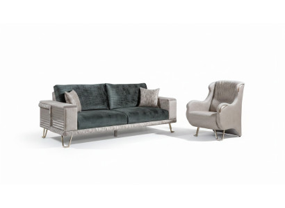 Ensemble de canapé 3+1 places + Table basse Table d'appoint moderne Complet en textile beige