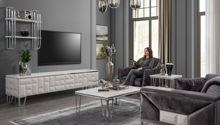 Unité murale Meuble TV Mur Bois Style moderne Étagère Mobilier de salon Armoire Meuble TV Stand TV