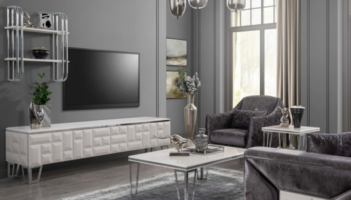 Unité murale Meuble TV Mur Bois Style moderne Étagère Mobilier de salon Armoire Meuble TV Stand TV