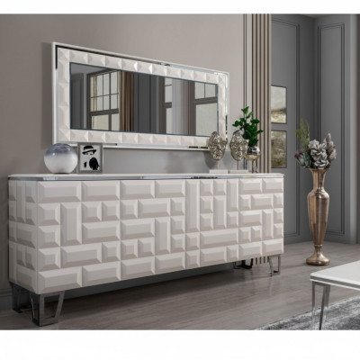 Commode de luxe blanche Designer Miroir rectangulaire Buffet moderne