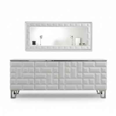 Commode de luxe blanche Designer Miroir rectangulaire Buffet moderne