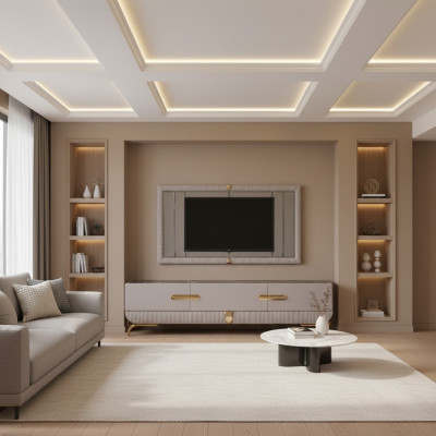 Meuble mural en bois moderne Style étagère Salon Meuble Armoire Meuble TV avec cadre TV