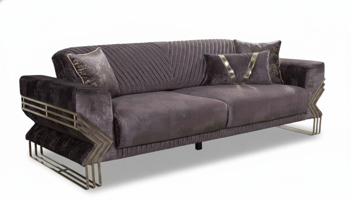 Moderne canapé design 3 places avec rembourrage violet pour salon 3 places