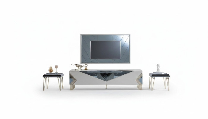 Ensemble de meubles mural blanc moderne Suite Designer Buffet TV de luxe Cadre TV.