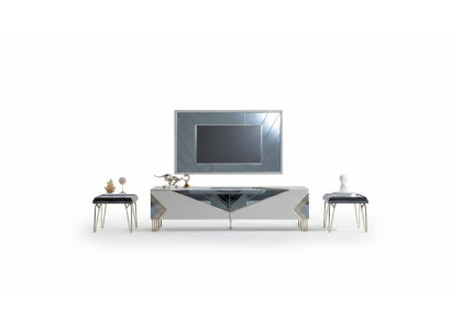Ensemble de meubles mural blanc moderne Suite Designer Buffet TV de luxe Cadre TV.