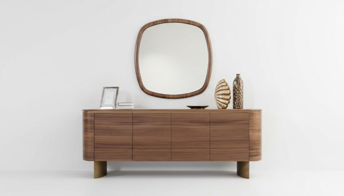 Moderne commode marron 4 portes Buffet buffet designer Buffet Miroir