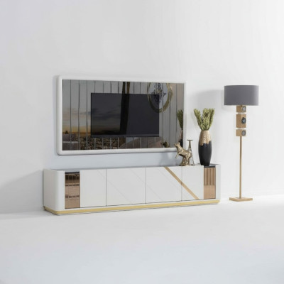 Mobilier de salon moderne, cadre de TV luxueux conçu par un designer, 2 pièces.