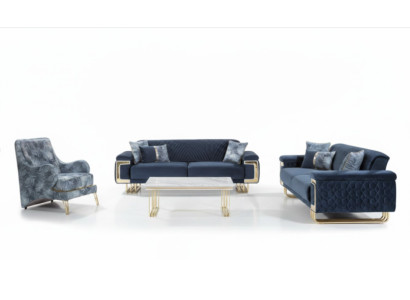 Ensemble de canapé moderne en acier inoxydable Table basse Fauteuil Meubles rembourrés Ensemble de 4 pièces