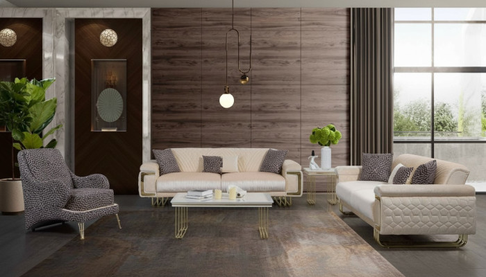 Designer Ensemble de salon de luxe Trois places Table basse Table d'appoint