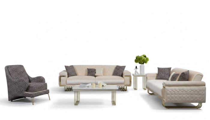 Designer Ensemble de salon de luxe Trois places Table basse Table d'appoint