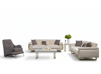 Designer Ensemble de salon de luxe Trois places Table basse Table d'appoint