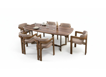 Ensemble de salle à manger brun, chaises rembourrées de designer, table à manger, ensemble de salle à manger