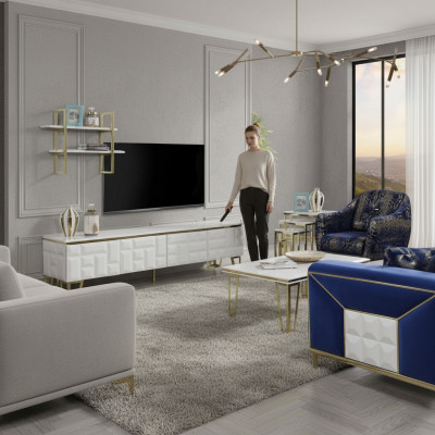 Élégante unité murale Suite Designer étagère en acier inoxydable Moderne Armoire TV
