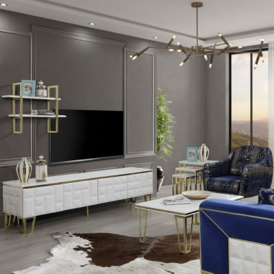 Élégante unité murale Suite Designer étagère en acier inoxydable Moderne Armoire TV