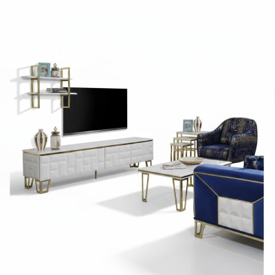 Élégante unité murale Suite Designer étagère en acier inoxydable Moderne Armoire TV