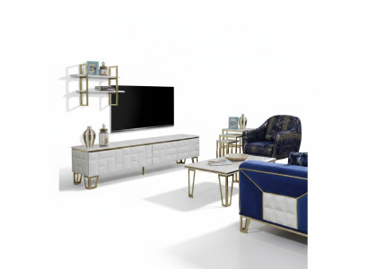 Élégante unité murale Suite Designer étagère en acier inoxydable Moderne Armoire TV