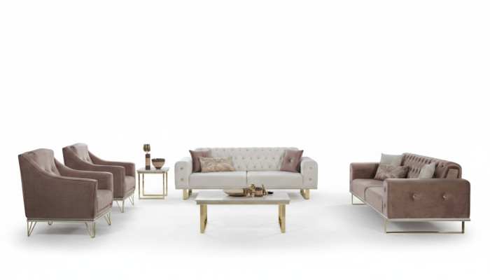Ensemble de canapés Canapé Designer Chesterfield Fauteuil luxueux Table basse 6 pièces