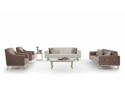 Ensemble de canapés Canapé Designer Chesterfield Fauteuil luxueux Table basse 6 pièces