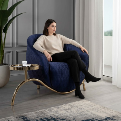 Fauteuil relaxant Bleu Designer place assise Table d'appoint Design luxueux