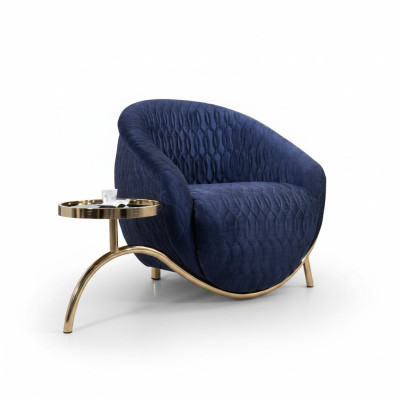 Fauteuil relaxant Bleu Designer place assise Table d'appoint Design luxueux