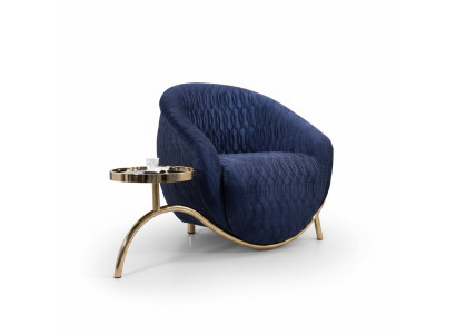 Fauteuil relaxant Bleu Designer place assise Table d'appoint Design luxueux