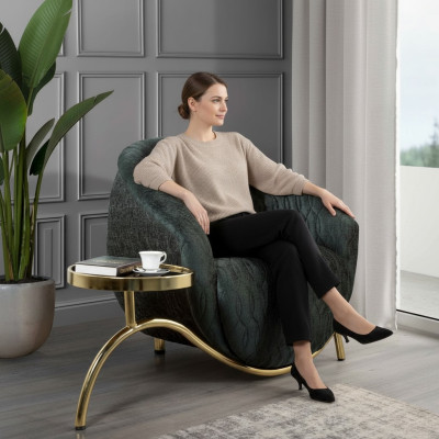 Chaise rembourrée verte Chaise de salon design Meuble Luxueux Fauteuil 1 place