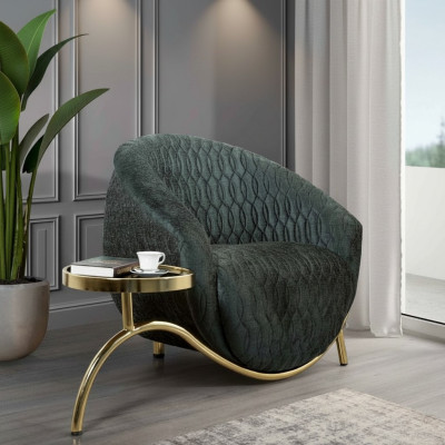 Chaise rembourrée verte Chaise de salon design Meuble Luxueux Fauteuil 1 place