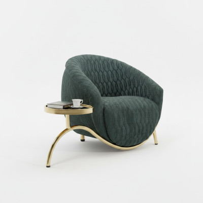 Chaise rembourrée verte Chaise de salon design Meuble Luxueux Fauteuil 1 place