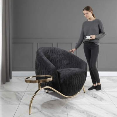 Fauteuil club noir, fauteuil cocktail design, fauteuil moderne monoplace