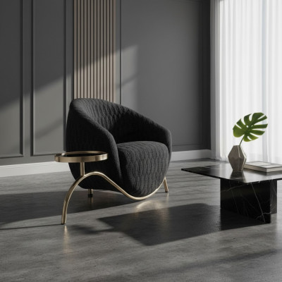 Fauteuil club noir, fauteuil cocktail design, fauteuil moderne monoplace