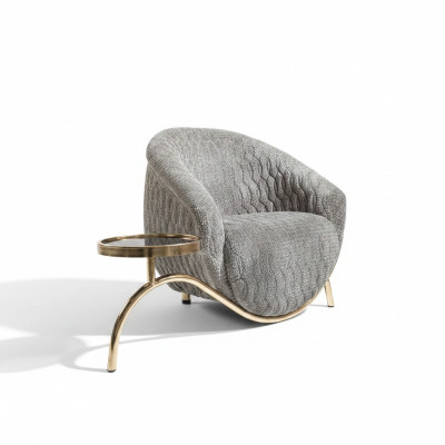 Gris Rembourrage Fauteuil de Club de Designer de Salon à Une Place Noble 1 Place