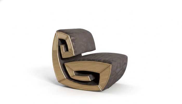 Fauteuil de designer à un seul siège brun doré, relaxant, salon, nouveau.