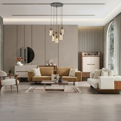 Luxus-Sofagarnitur Sofa-Suite Sofas 4 3 1 Sitzer Stoff 3tlg. Modernes Set
