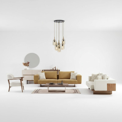 Luxus-Sofagarnitur Sofa-Suite Sofas 4 3 1 Sitzer Stoff 3tlg. Modernes Set