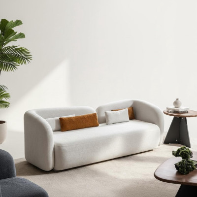 Design moderne Rembourrage blanc Siège Canapé 3 places Canapé Canapés Tissu Textile