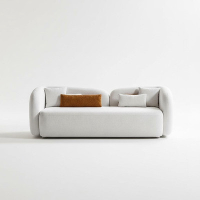 Design moderne Rembourrage blanc Siège Canapé 3 places Canapé Canapés Tissu Textile