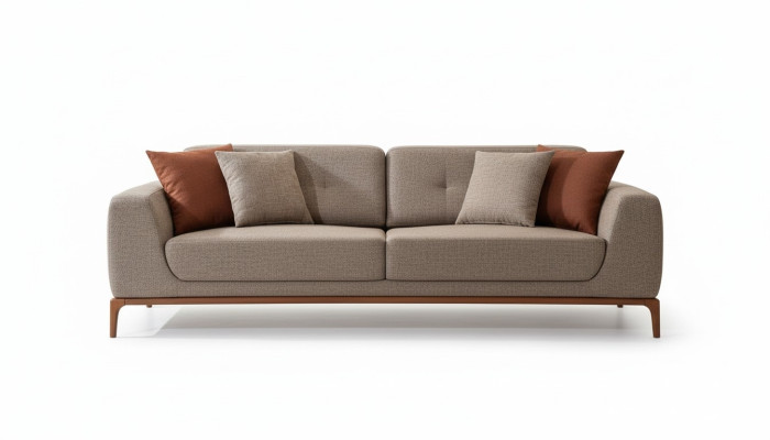 Canapé 3 places Canapé rembourré Gris Siège en tissu Design de tissu Moderne Canapé Souple