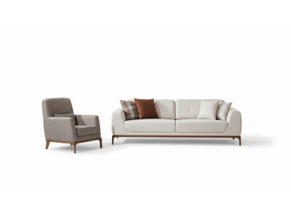 Ensemble de canapé blanc luxueux Canapé 3 places Fauteuil Tissu Moderne Moderne Ensemble neuf