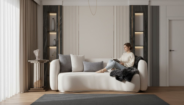Salon Canapé 3 places Canapé design Canapés Tapisserie Tissu Textile