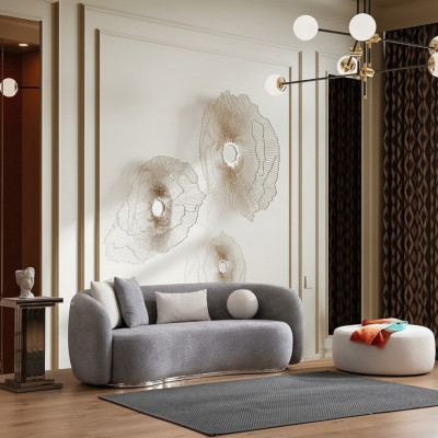 Canapé 4 places Canapé rembourré gris Siège en tissu Design Tissu Canapé moderne Canapés