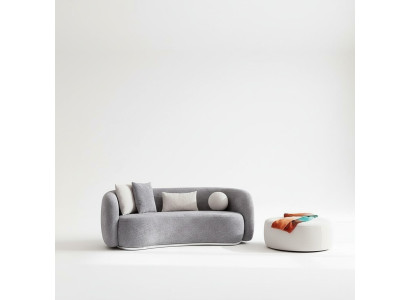 Canapé gris moderne design 4 places avec tabouret de mobilier de canapé rembourré neuf