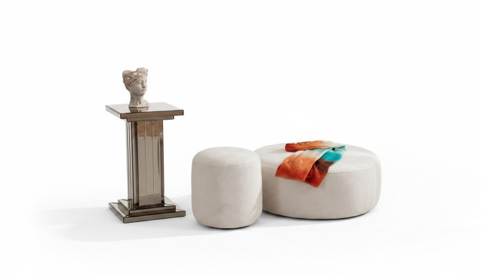 Tabouret rembourré de luxe, tabouret rond, siège de meubles, designer de meubles élégants.