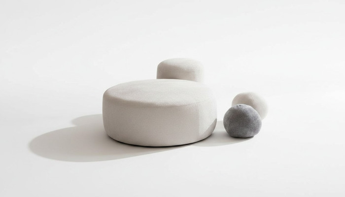 Tabouret rembourré de luxe blanc Tabouret rond Siège Design Meuble élégant