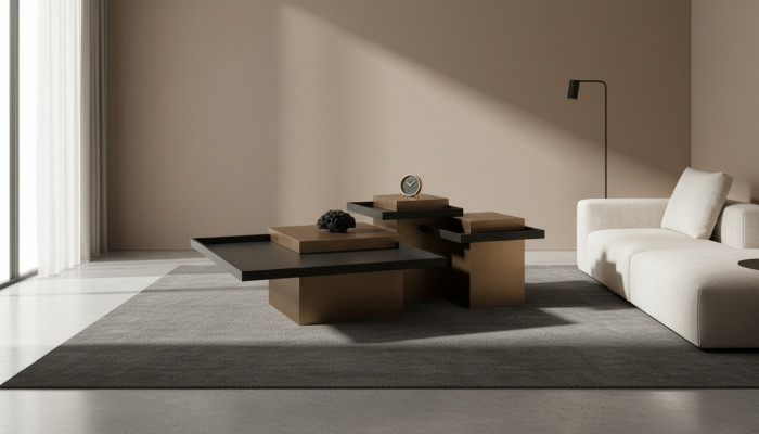 Ensemble de table basse moderne pour salon Mobilier de luxe 3x Tables d'appoint en bois